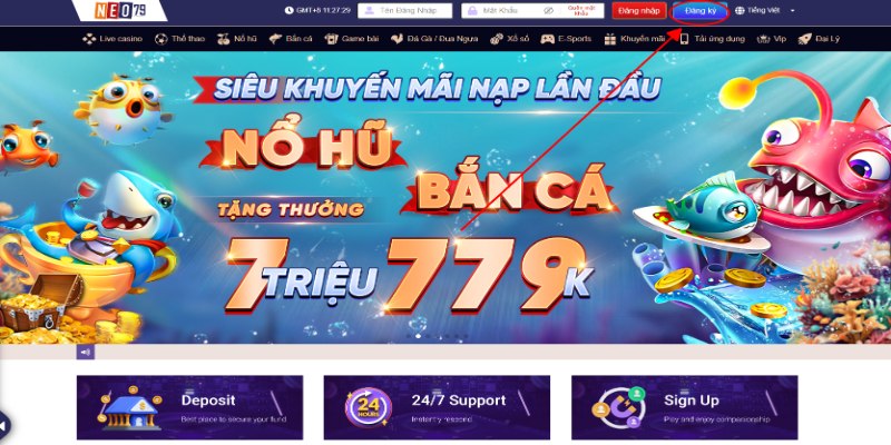 Truy cập vào trang chủ của nhà cái